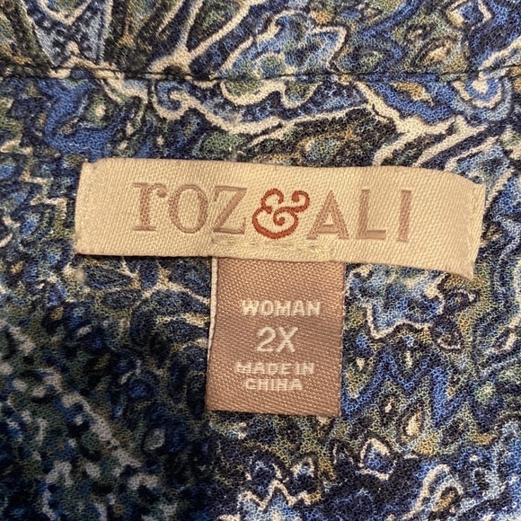 O womens Roz & Ali casual long sleeve stretch plus size top 2X - Picture 3 of 4